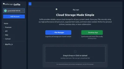 Screenshot of Gofile.io