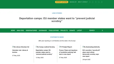 Screenshot of Statewatch.org