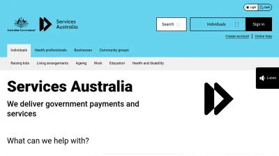 Screenshot of Servicesaustralia.gov.au