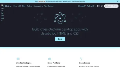 Screenshot of Electronjs.org