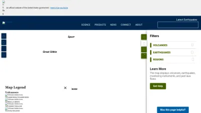 Screenshot of Volcanoes.usgs.gov