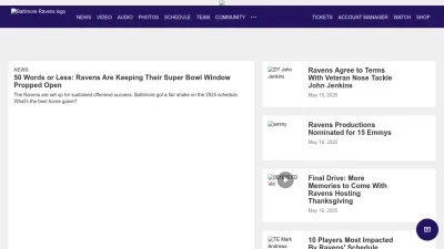 Screenshot of Baltimoreravens.com