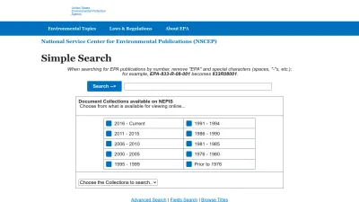 Screenshot of Nepis.epa.gov