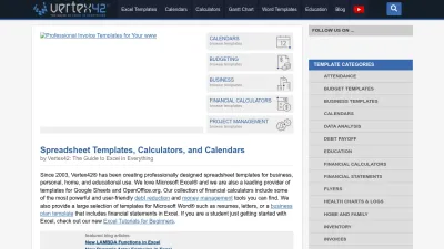 Screenshot preview of vertex42.com