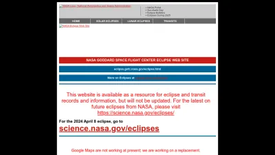 Screenshot of Eclipse.gsfc.nasa.gov