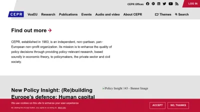 Screenshot of Cepr.org