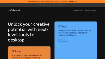 Screenshot of Cakewalk.com
