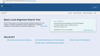 Screenshot of Blast.ncbi.nlm.nih.gov