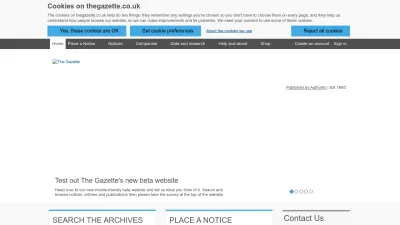 Screenshot preview of thegazette.co.uk