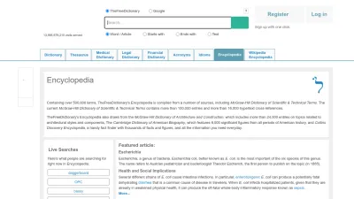 Screenshot of Encyclopedia2.thefreedictionary.com