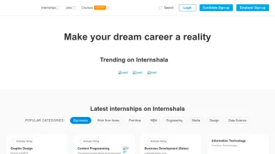 Screenshot of Internshala.com