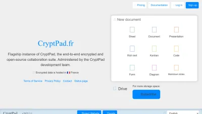 Screenshot preview of cryptpad.fr