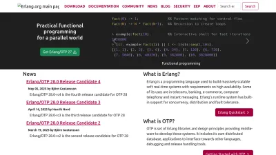 Screenshot of Erlang.org