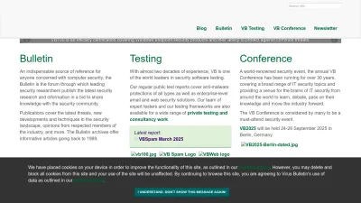 Screenshot of Virusbulletin.com