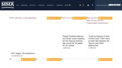 Screenshot preview of mmafighting.com