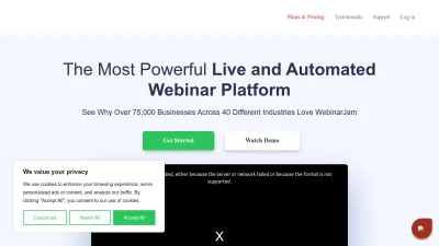 Screenshot of Home.webinarjam.com