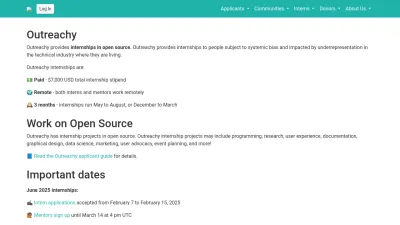 Screenshot of Outreachy.org