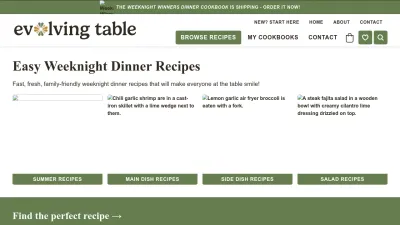 Screenshot of Evolvingtable.com