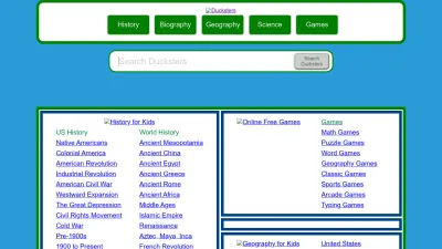 Screenshot of Ducksters.com