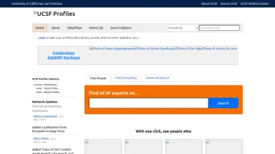 Screenshot of Profiles.ucsf.edu