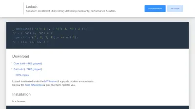 Screenshot of Lodash.com