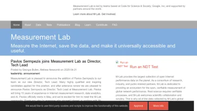Screenshot of Measurementlab.net