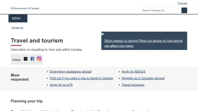 Screenshot of Travel.gc.ca