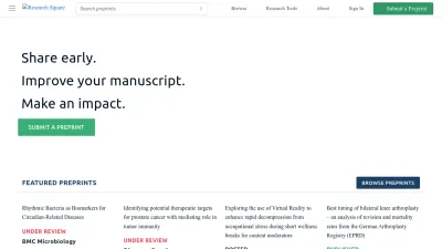 Screenshot of Researchsquare.com