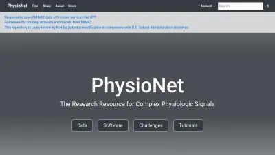 Screenshot of Physionet.org