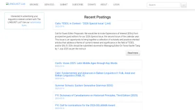 Screenshot of Linguistlist.org