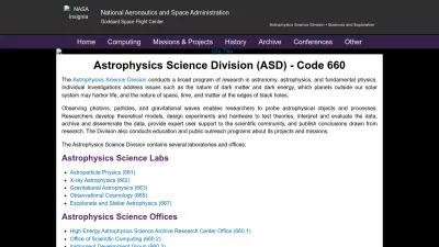 Screenshot of Asd.gsfc.nasa.gov