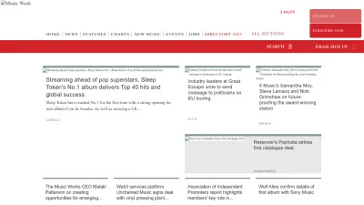 Screenshot of Musicweek.com