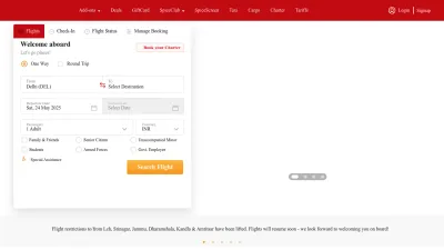Screenshot of Spicejet.com