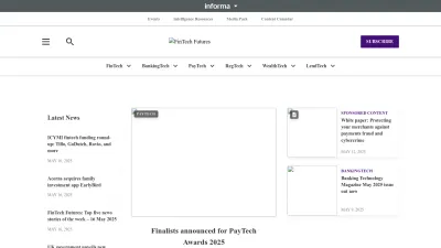 Screenshot of Fintechfutures.com