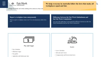 Screenshot of Fairwork.gov.au