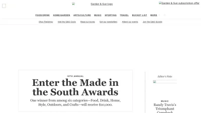 Screenshot preview of gardenandgun.com