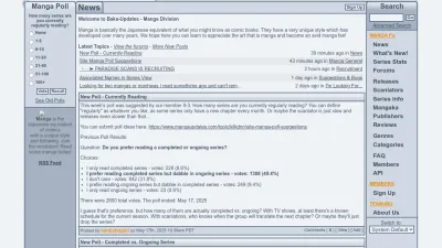 Screenshot of Mangaupdates.com