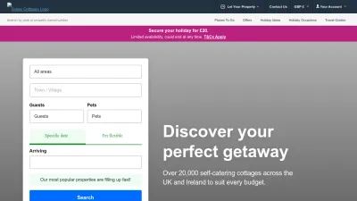 Screenshot of Sykescottages.co.uk