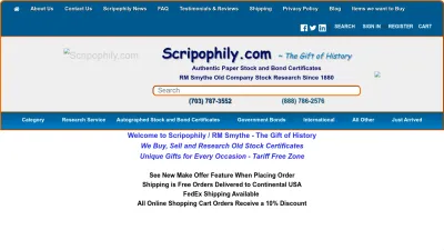 Screenshot of Scripophily.net