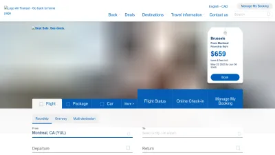 Screenshot preview of airtransat.com