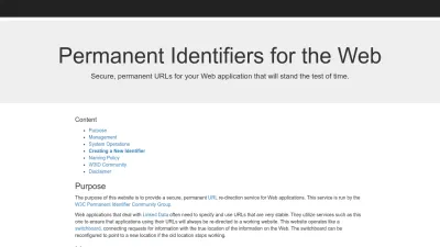 Screenshot of W3id.org