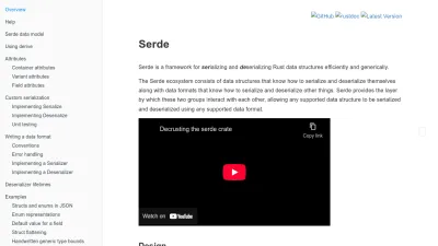 Screenshot preview of serde.rs