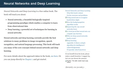Screenshot of Neuralnetworksanddeeplearning.com