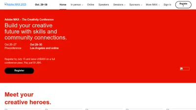 Screenshot of Max.adobe.com