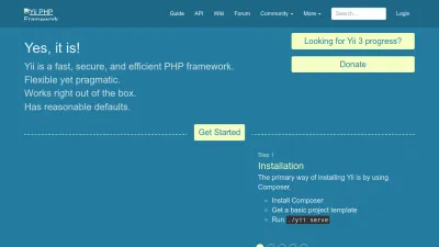Screenshot of Yiiframework.com