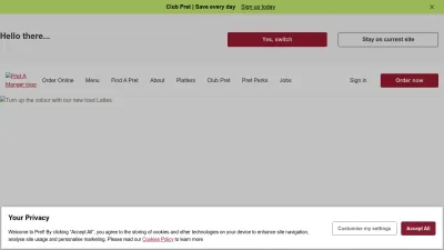 Screenshot of Pret.co.uk