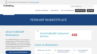 Screenshot preview of marketplace.fedramp.gov