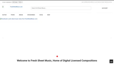 Screenshot preview of freshsheetmusic.com