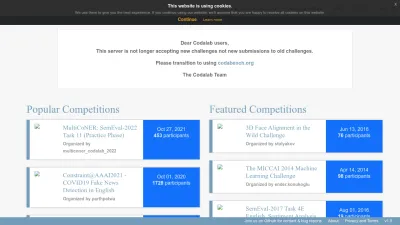 Screenshot of Competitions.codalab.org