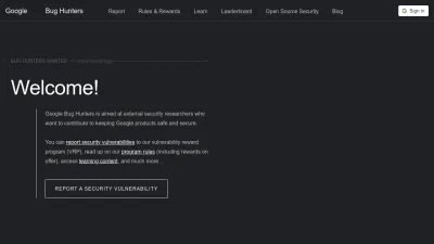 Screenshot of Bughunters.google.com